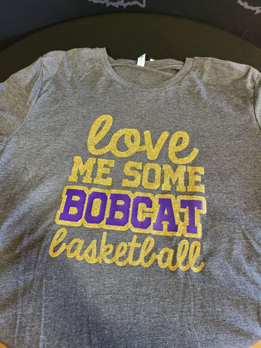 Bobcat Basketball glitter tee