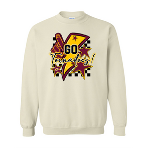 Go Tornadoes/Checkered Design Unisex Gildan Crew Sweatshirt