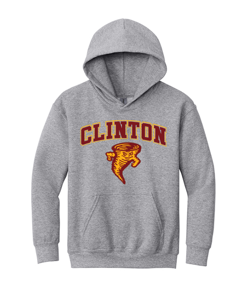 Clinton School Adult Curved Clinton Tornado Gildan hoodie