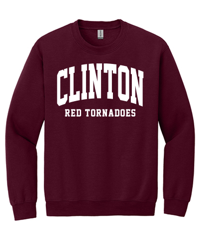 Clinton School Adult Curved Clinton Gildan Crewneck