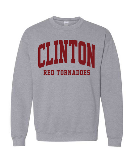Clinton School Adult Curved Clinton Maroon Gildan Crewneck