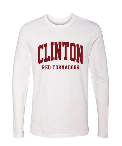 Clinton School Adult Curved Clinton Maroon Gildan Long-sleeve