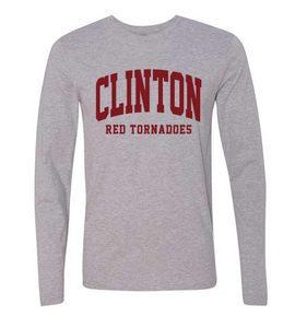 Clinton School Adult Curved Clinton Maroon Gildan Long-sleeve