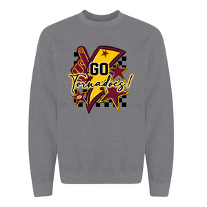 Go Tornadoes/Checkered Design Unisex Gildan Crew Sweatshirt