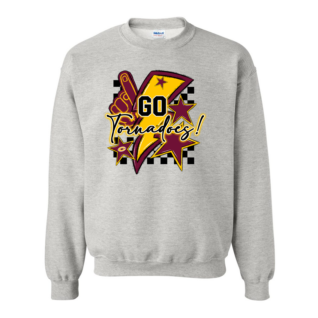 Go Tornadoes/Checkered Design Unisex Gildan Crew Sweatshirt 2024-2025